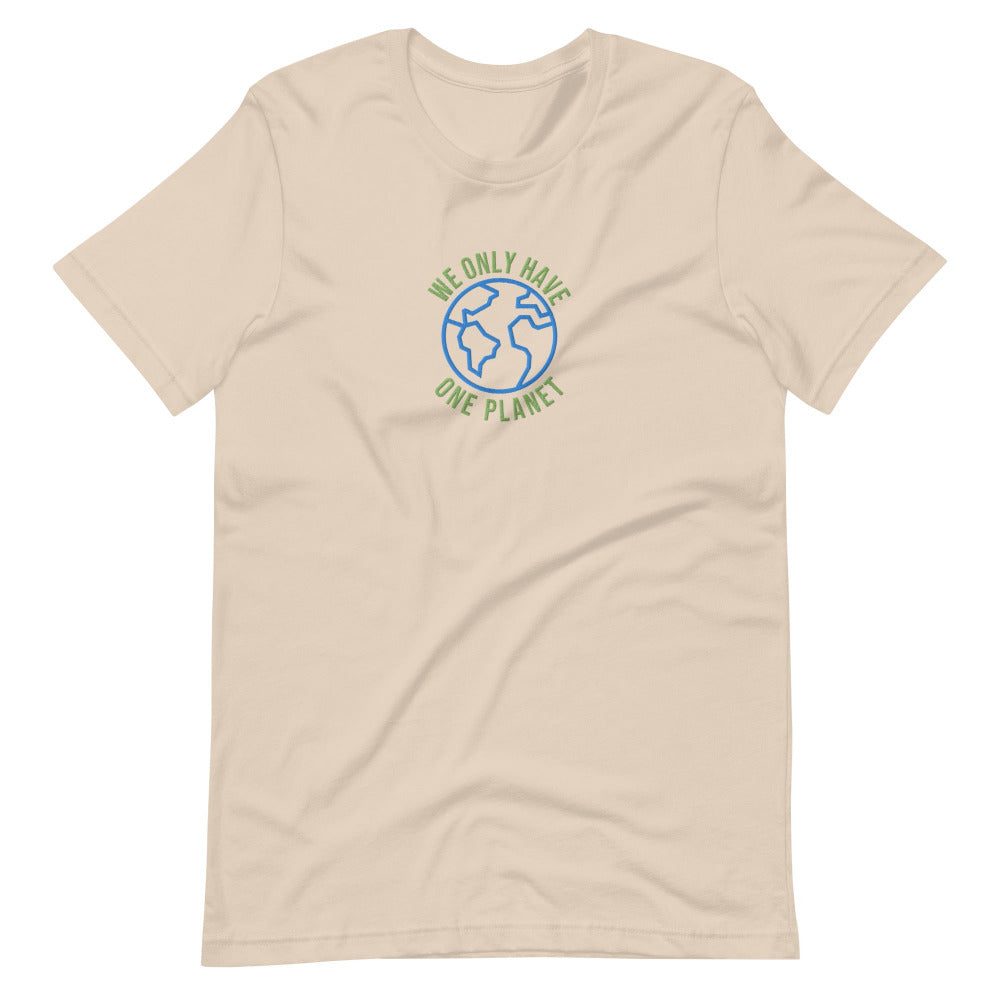 We Only Have One Planet Embroidered TShirt - Soft Cream Color - https://ascensionemporium.net