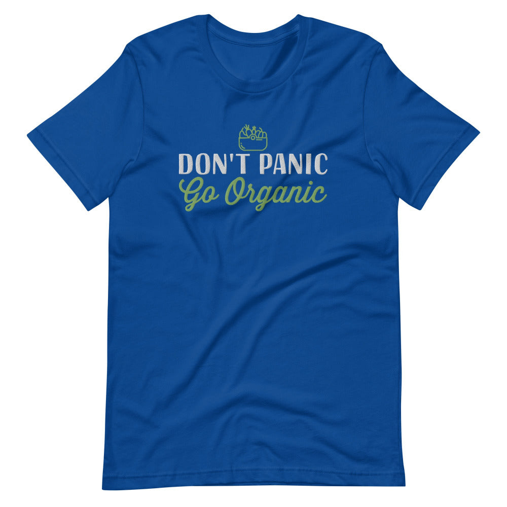 Don't Panic Go Organic TShirt - True Royal Color - https://ascensionemporium.net 