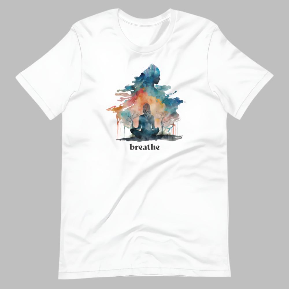 Breathe Watercolor Clouds TShirt - White Color - https://ascensionemporium.net