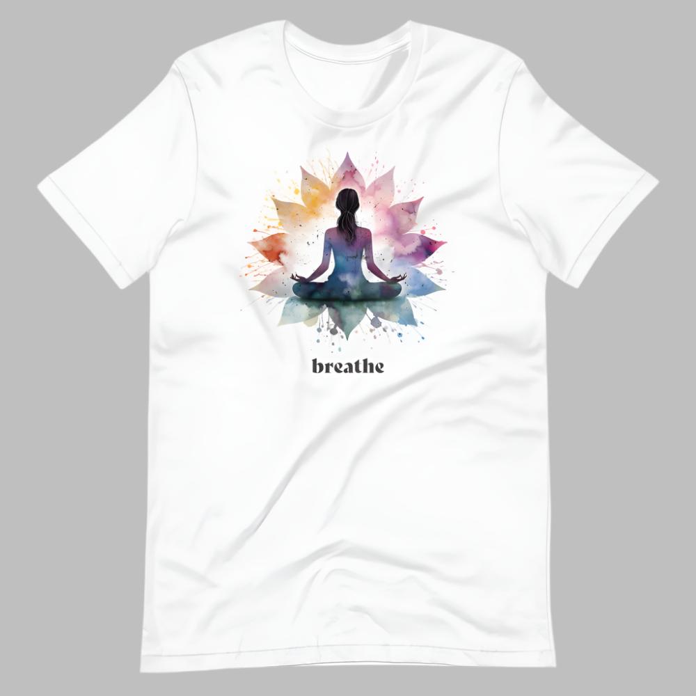 Breathe Lotus Flower Mandala TShirt - White Color - https://ascensionemporium.net