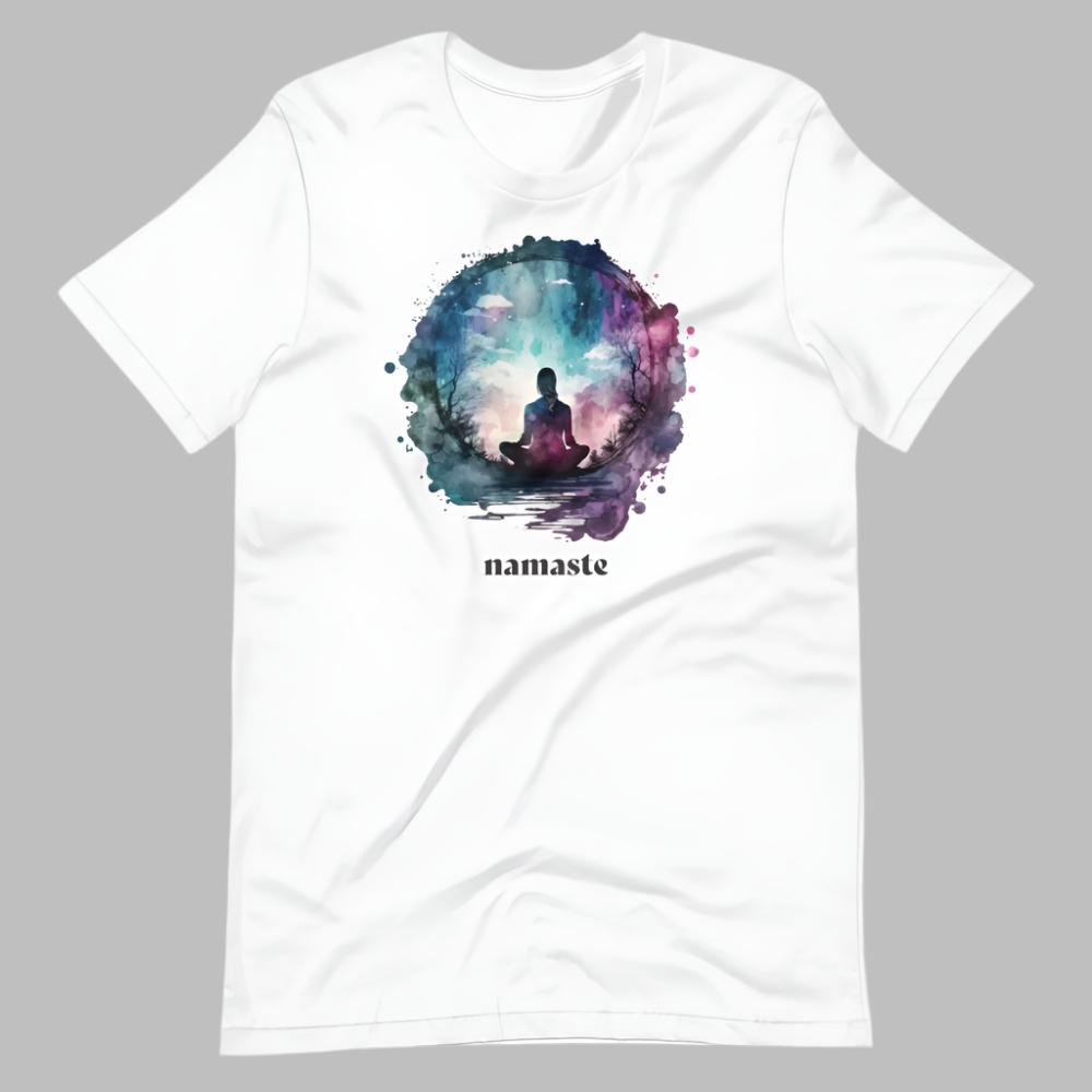 Namaste Yoga Meditation TShirt - Watercolor Sphere - White Color - https://ascensionemporium.net