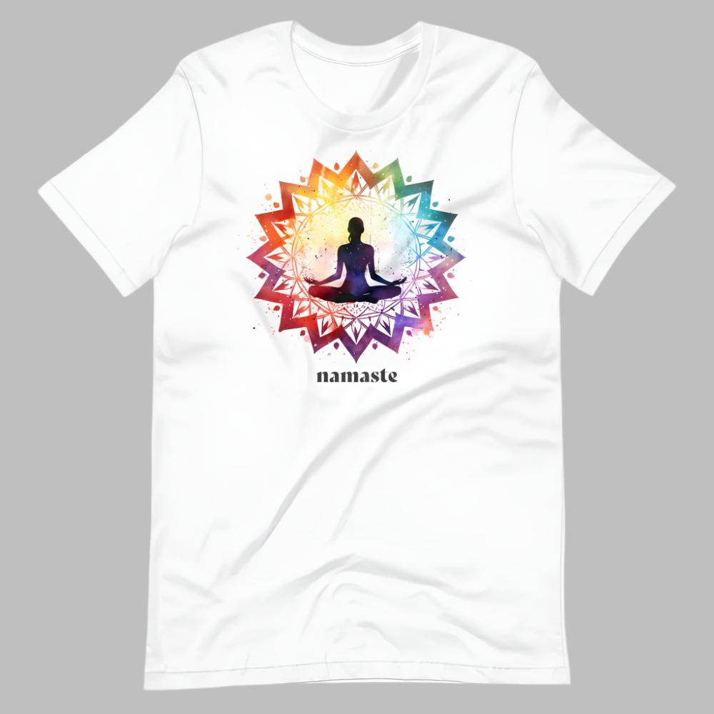 Namaste Lotus Chakra Mandala TShirt - White Color - https://ascensionemporium.net