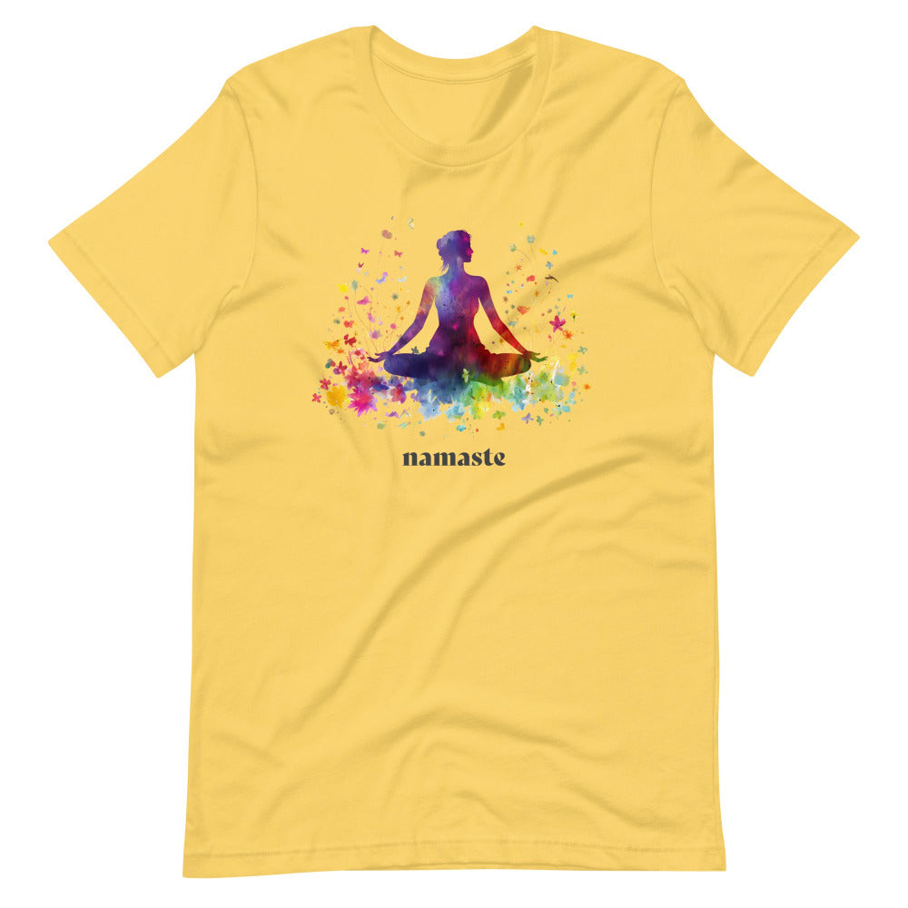 Namaste Yoga Meditation TShirt - Rainbow Garden - Yellow Color - https://ascensionemporium.net