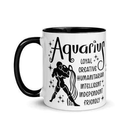 Aquarius Zodiac Positive Traits 11 oz Mug with Black Handle - https://ascensionemporium.net