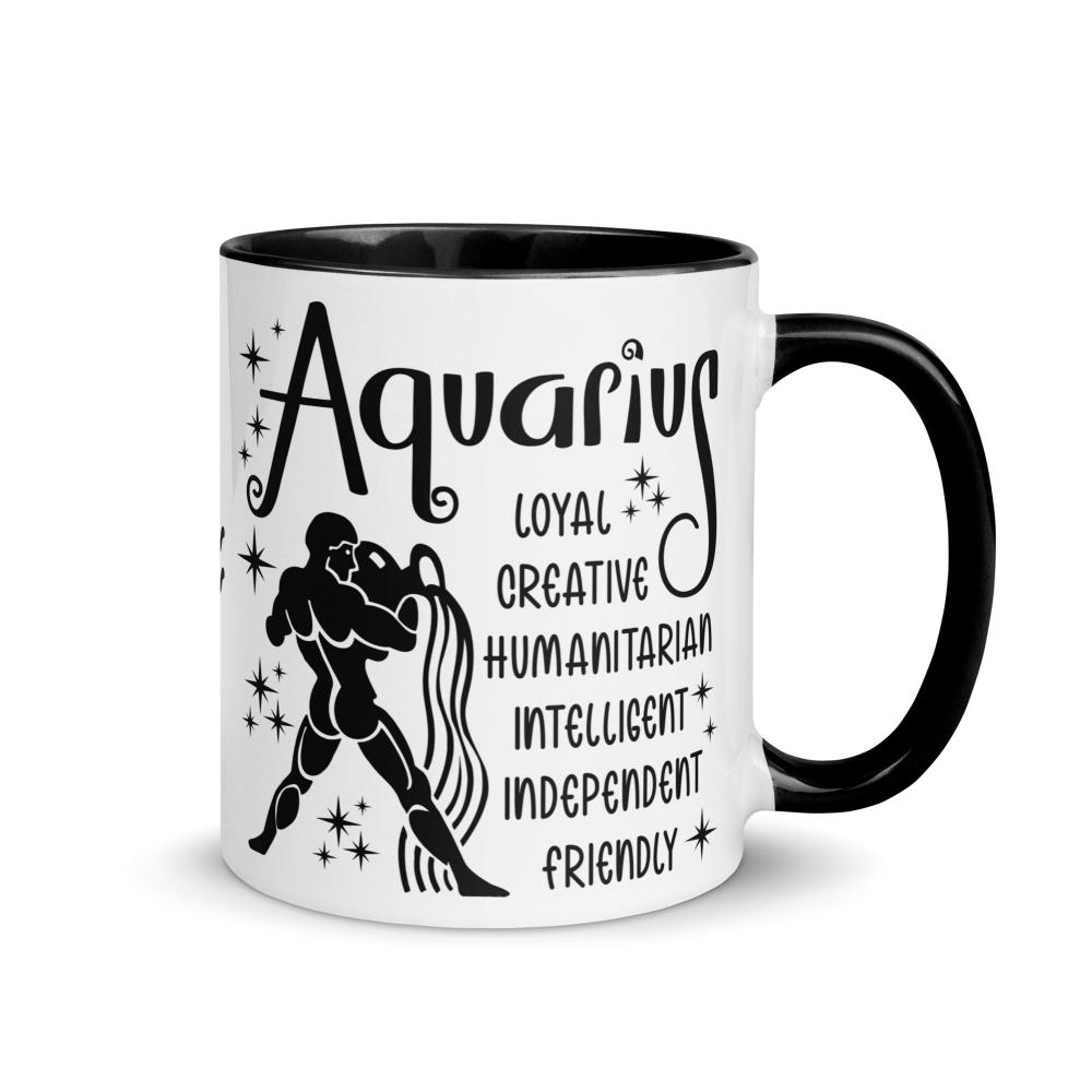 Aquarius Zodiac Positive Traits 11 oz Mug with Black Handle - https://ascensionemporium.net