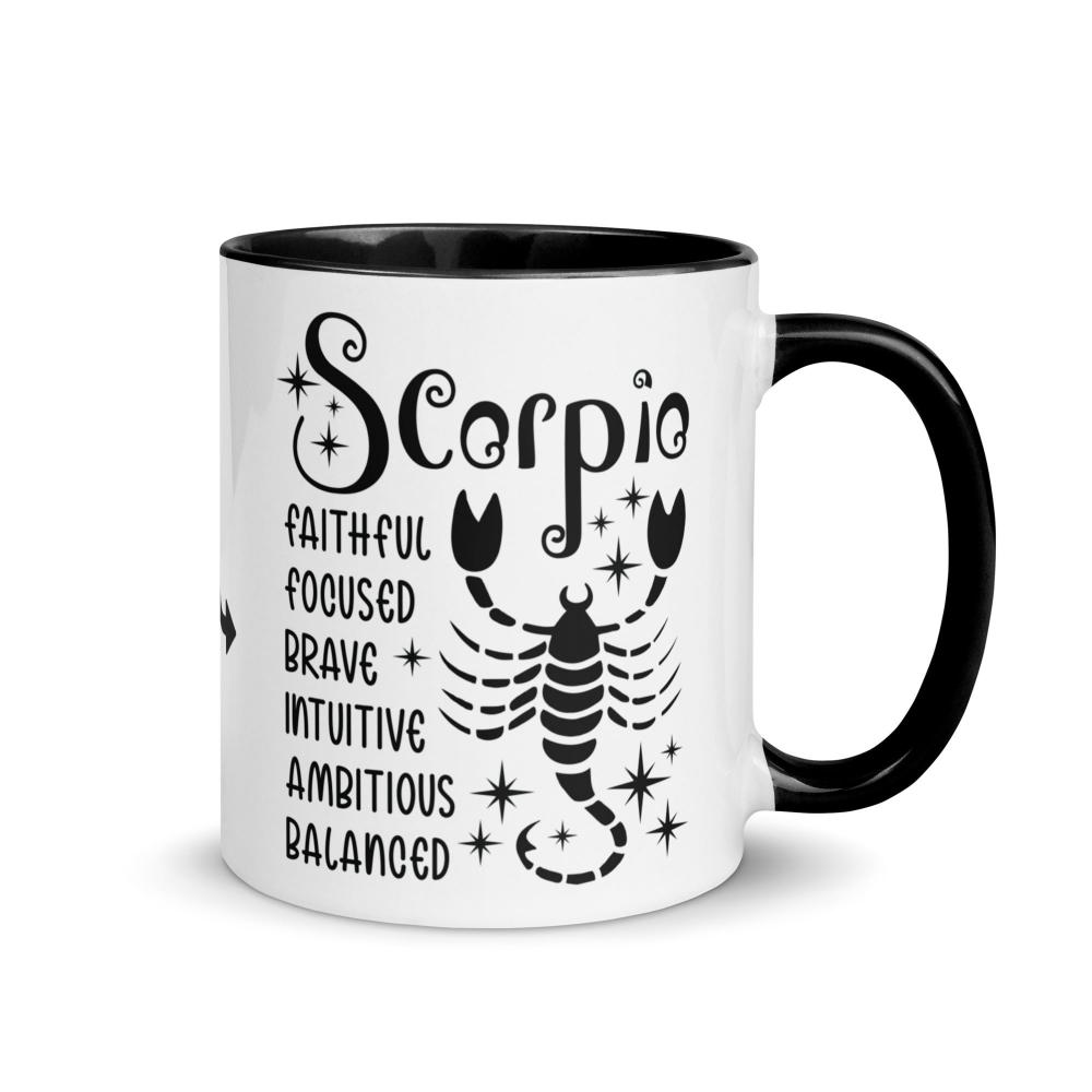 Scorpio Zodiac Positive Traits 11 oz Mug with Black Handle - https://ascensionemporium.net