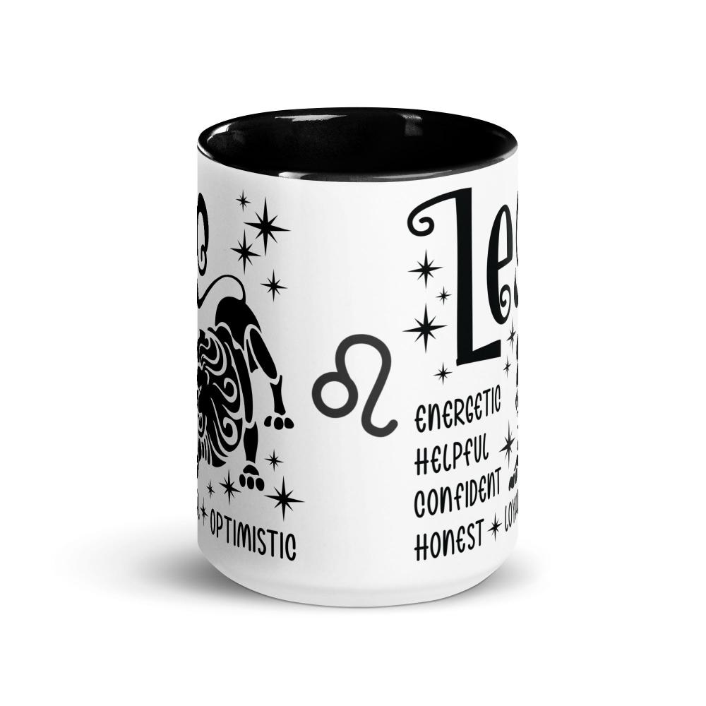 Leo Zodiac Positive Traits 15 oz Mug with Black Handle - https://ascensionemporium.net