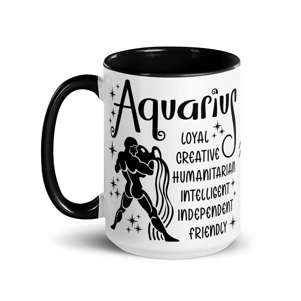 Aquarius Zodiac Positive Traits 15 oz Mug with Black Handle - https://ascensionemporium.net