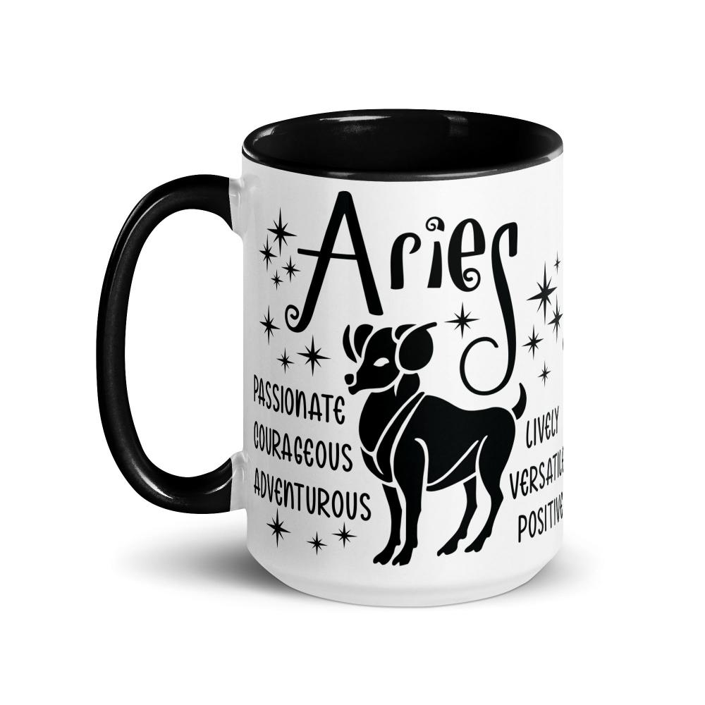 Aries Zodiac Positive Traits 15 oz Mug with Black Handle - https://ascensionemporium.net