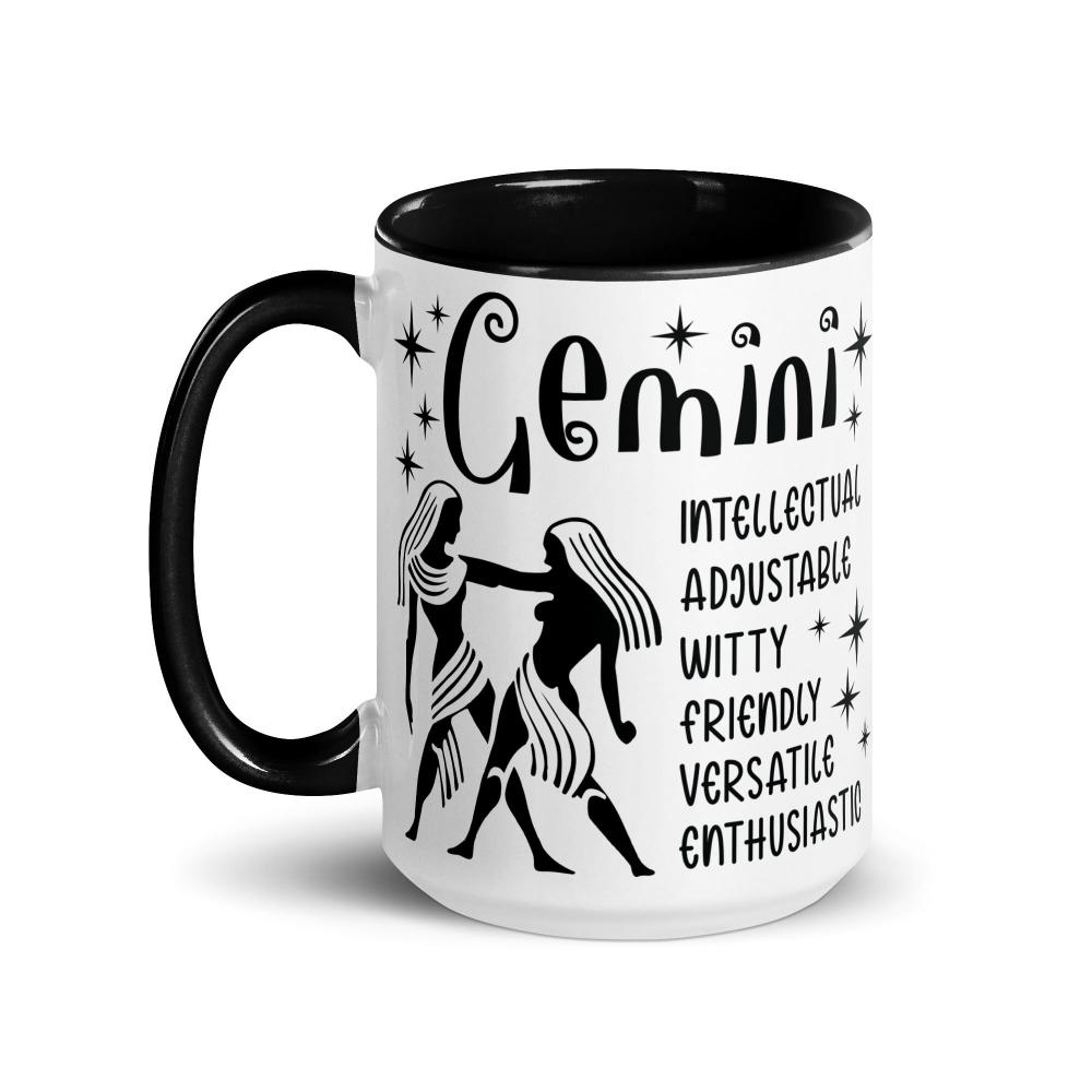 Gemini Zodiac Positive Traits 15 oz Mug with Black Handle - https://ascensionemporium.net