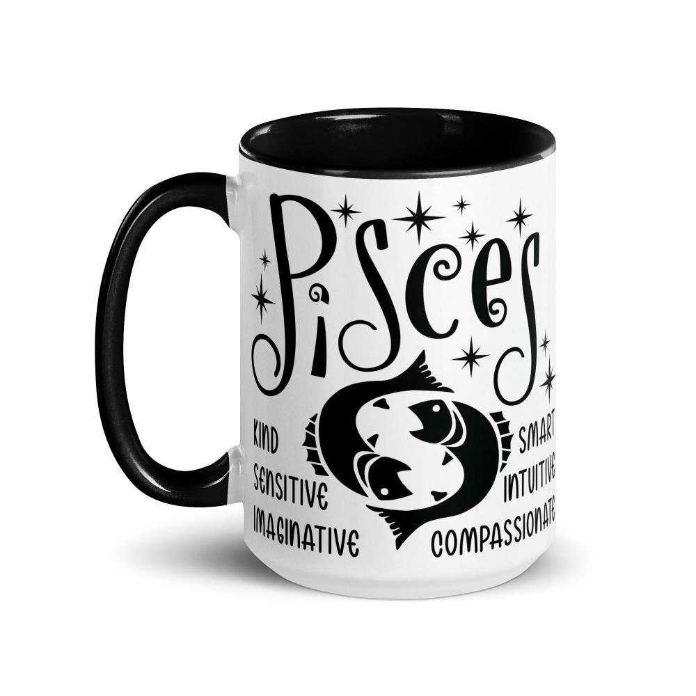 Pisces Zodiac Positive Traits 15 oz Mug with Black Handle - https://ascensionemporium.net