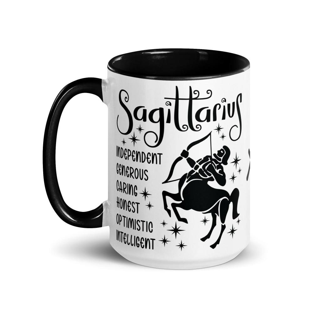 Sagittarius Zodiac Positive Traits 15 oz Mug with Black Handle - https://ascensionemporium.net