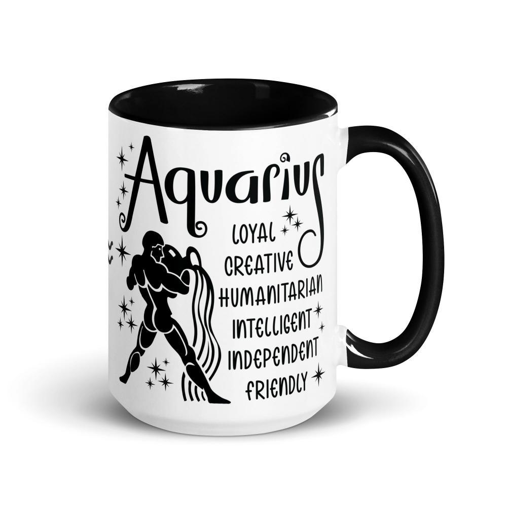 Aquarius Zodiac Positive Traits 15 oz Mug with Black Handle - https://ascensionemporium.net