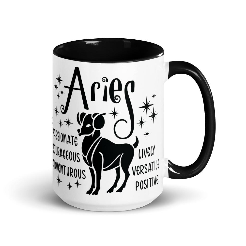 Aries Zodiac Positive Traits 15 oz Mug with Black Handle - https://ascensionemporium.net