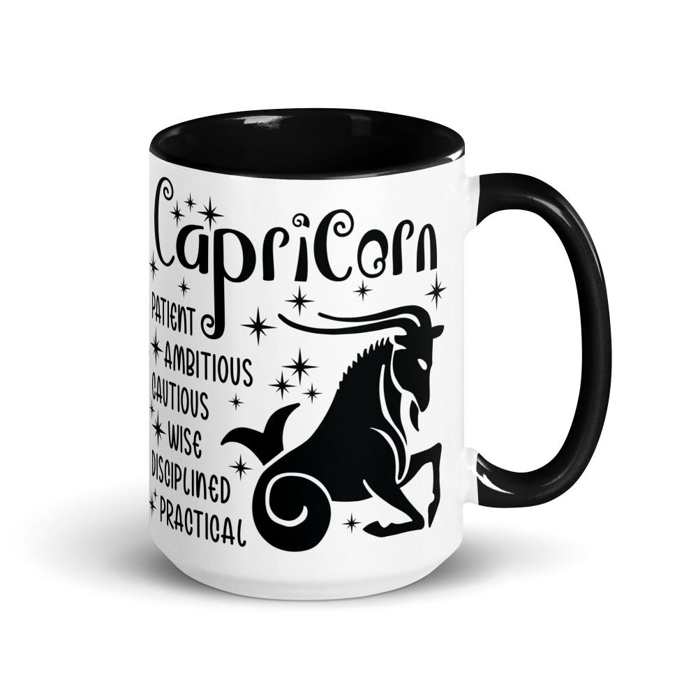 Capricorn Zodiac Positive Traits 15 oz Mug with Black Handle - https://ascensionemporium.net