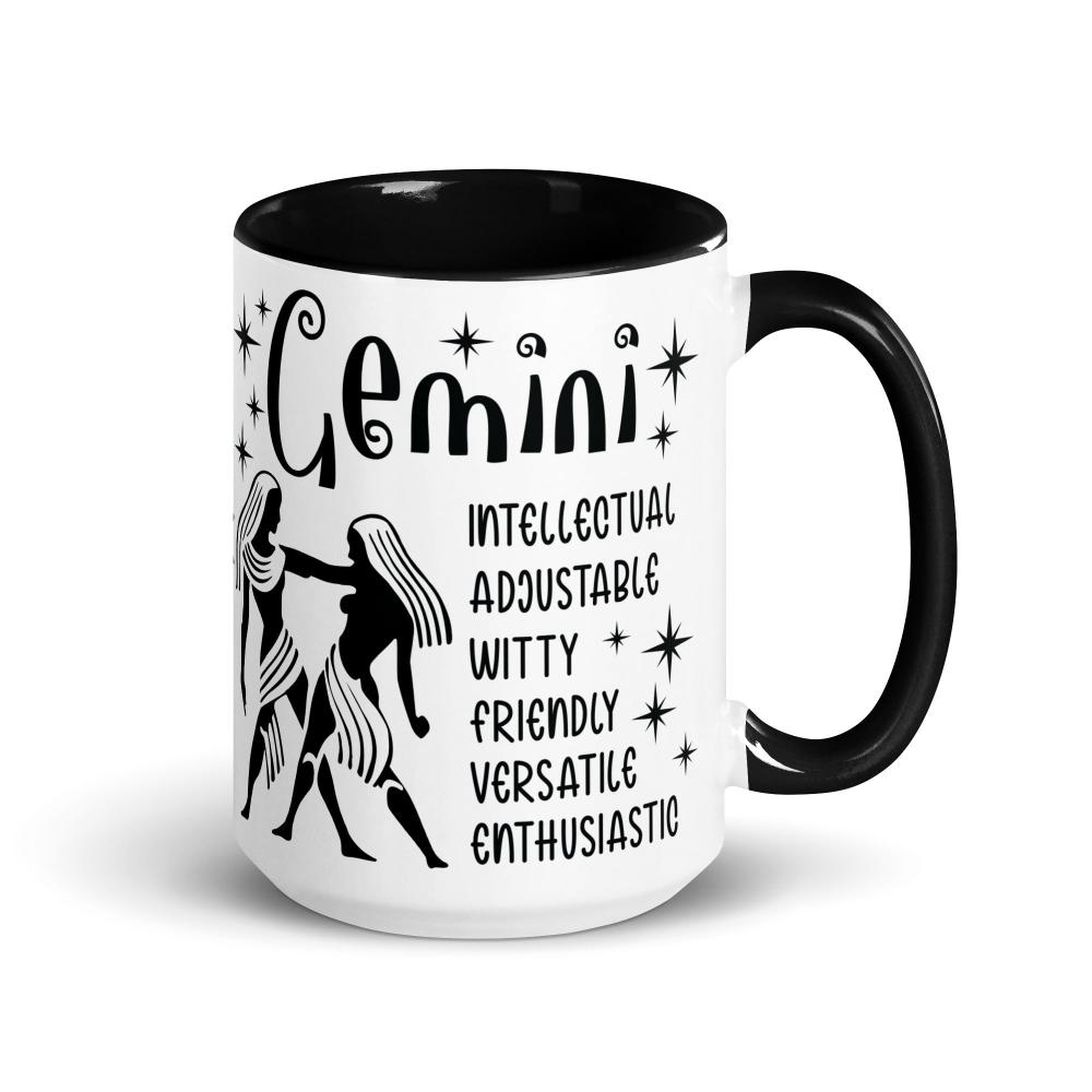 Gemini Zodiac Positive Traits 15 oz Mug with Black Handle - https://ascensionemporium.net