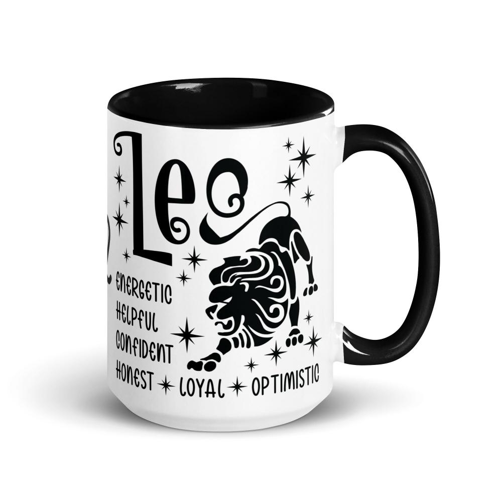 Leo Zodiac Positive Traits 15 oz Mug with Black Handle - https://ascensionemporium.net