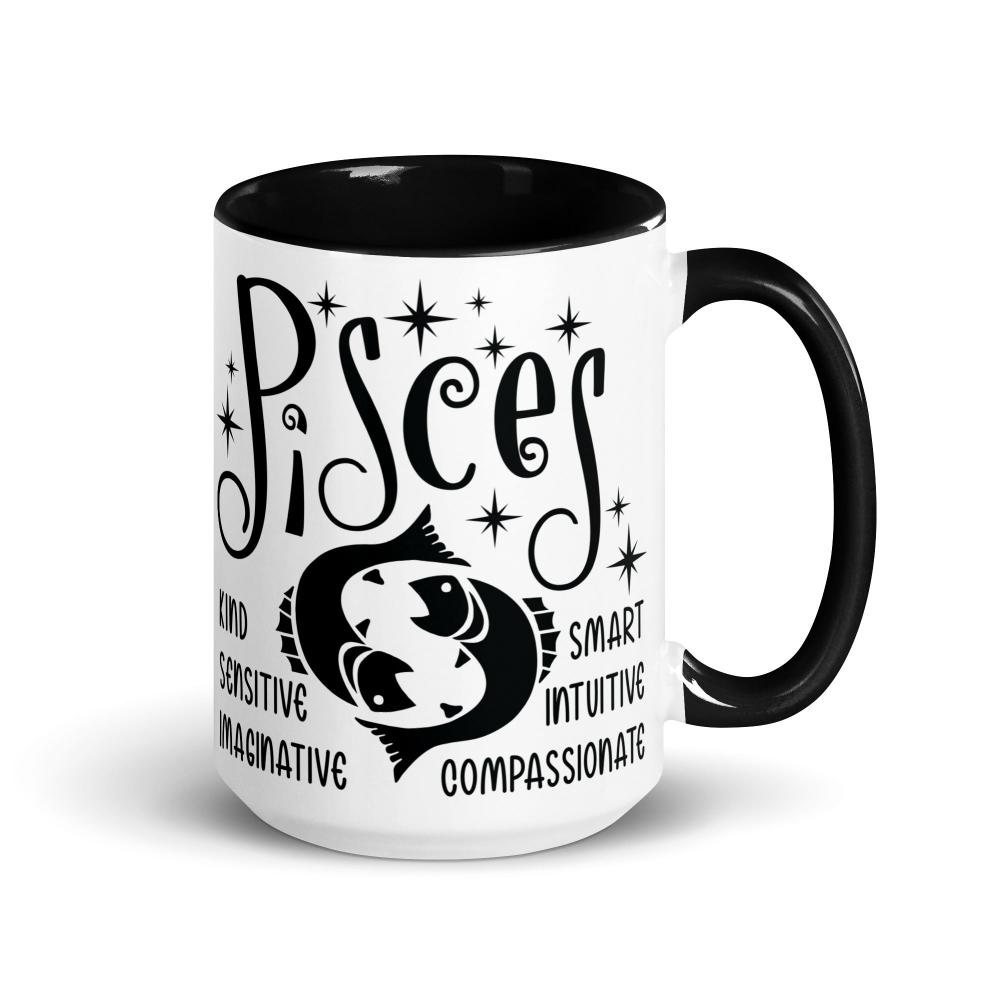 Pisces Zodiac Positive Traits 15 oz Mug with Black Handle - https://ascensionemporium.net