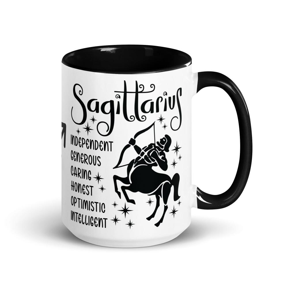 Sagittarius Zodiac Positive Traits 15 oz Mug with Black Handle - https://ascensionemporium.net