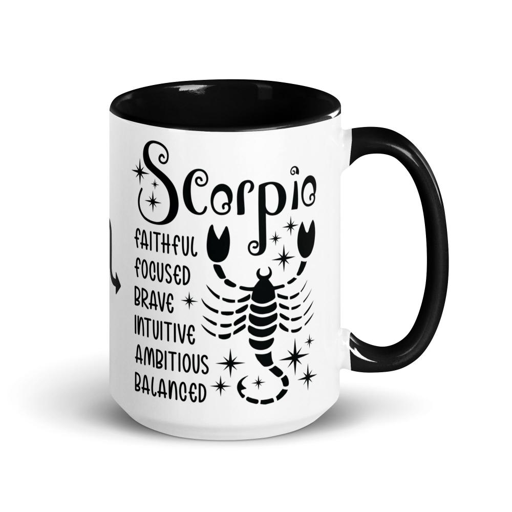Scorpio Zodiac Positive Traits 11 oz Mug with Black Handle - https://ascensionemporium.net