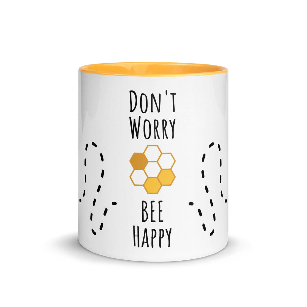 Bee Happy 11 oz Mug with Golden Yellow Color Inside - https://ascensionemporium.net