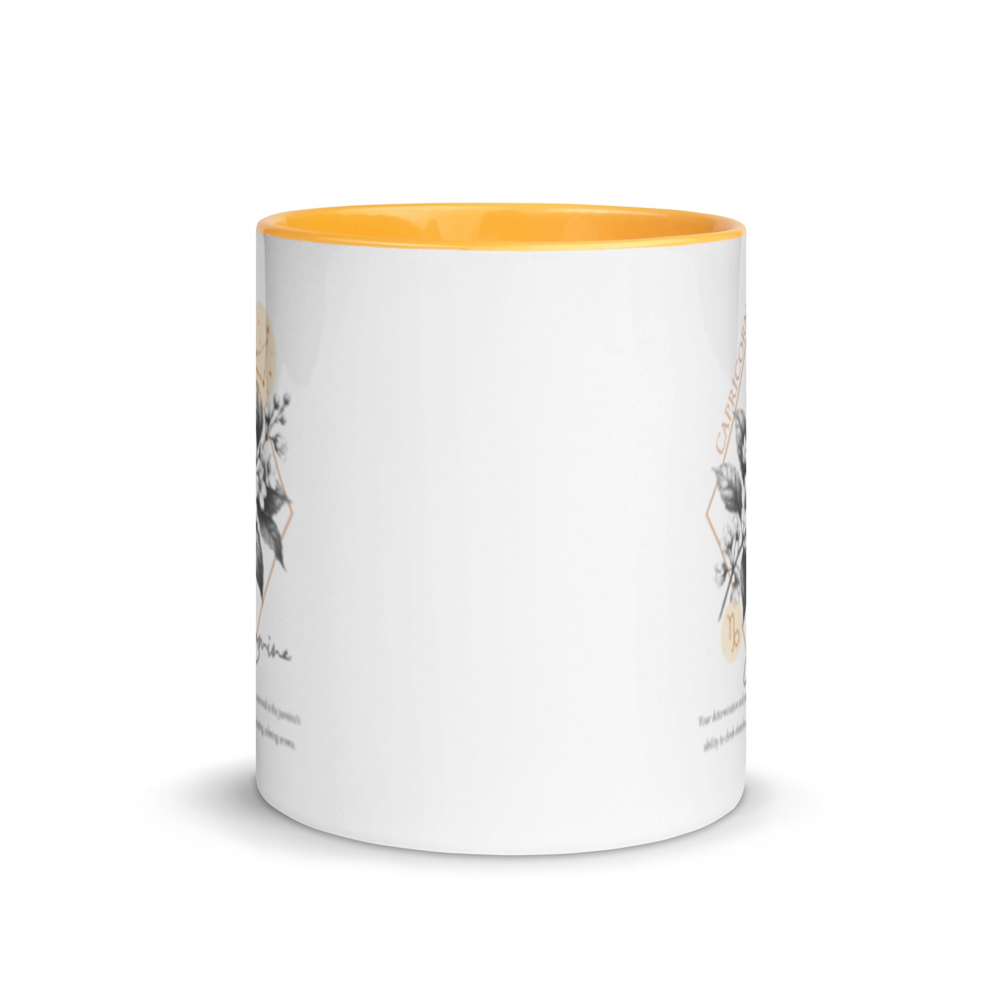 Capricorn Zodiac Jasmine Birth Flower 11 oz Mug with Golden Yellow Handle - https://ascensionemporium.net 