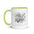 Aries Zodiac Honeysuckle Birth Flower 11 oz Mug with Green Handle - https://ascensionemporium.net 