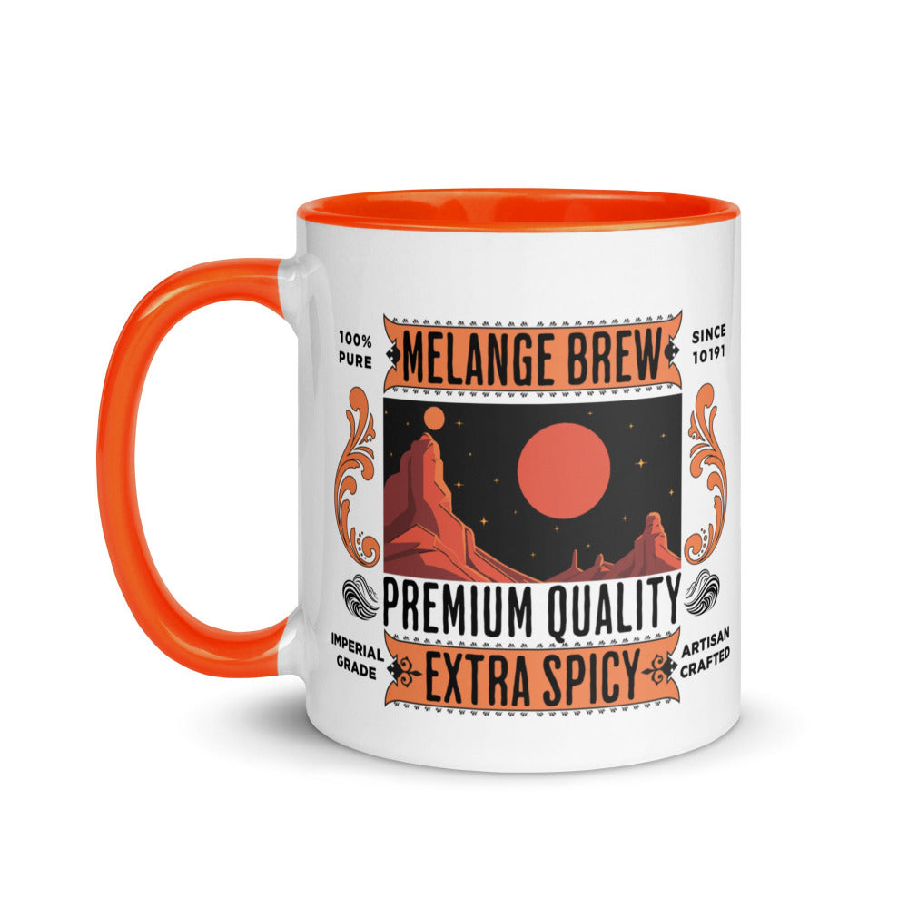 Dune Melange Brew 11 oz Mug with Orange Handle And Inside - https://ascensionemporium.net