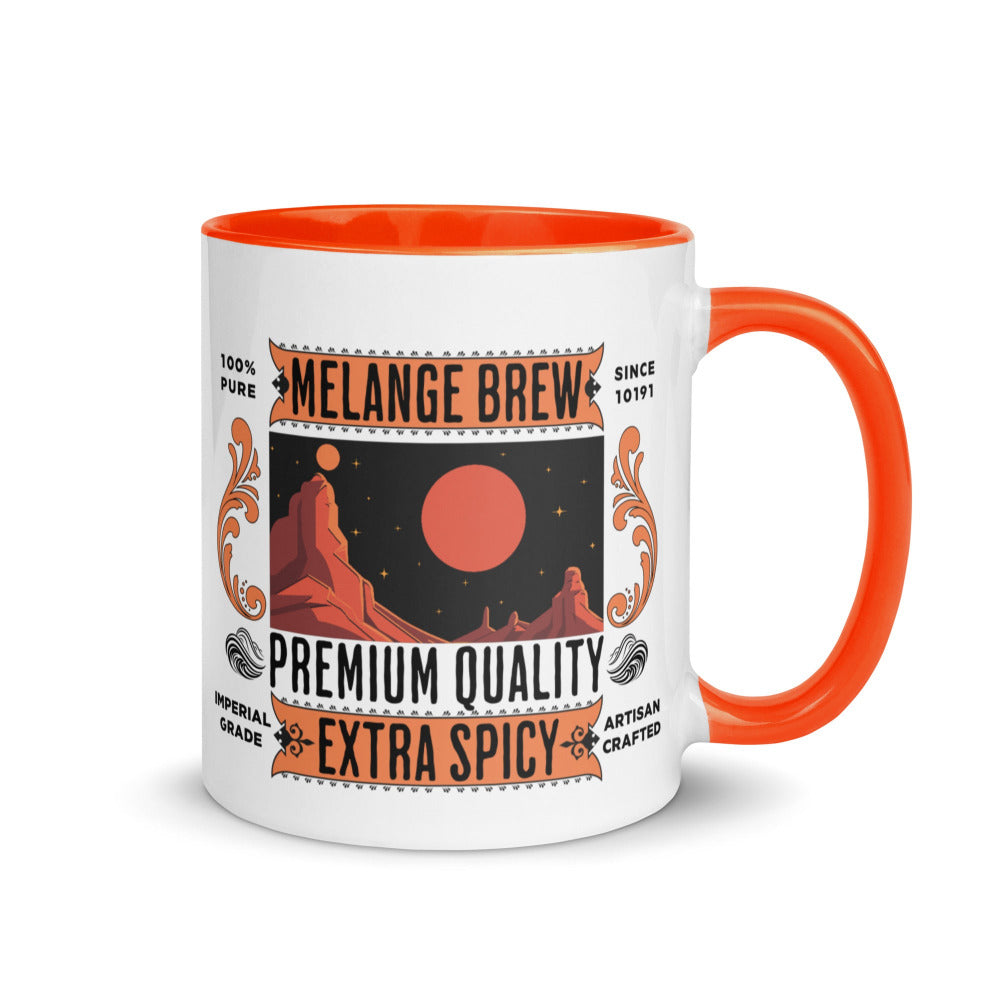 Dune Melange Brew 11 oz Mug with Orange Handle And Inside - https://ascensionemporium.net