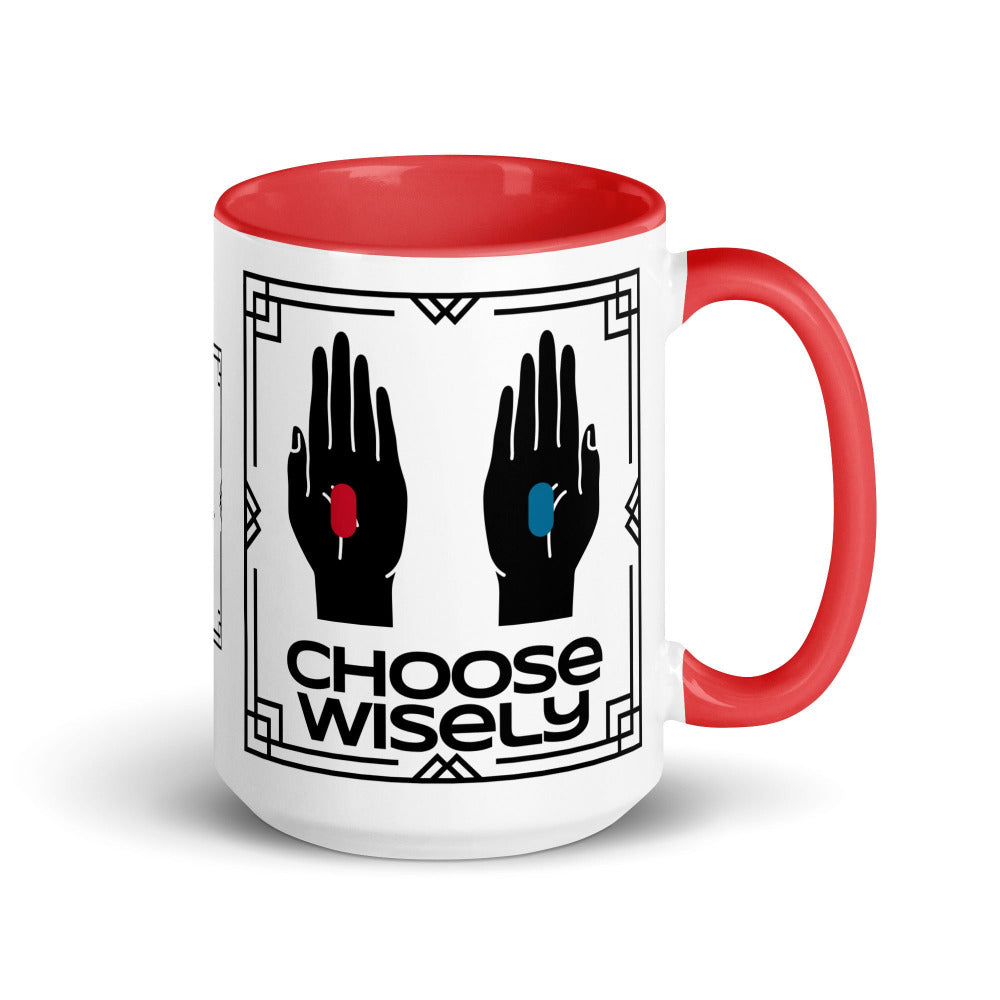 The Matrix Choose Wisely 15 oz Mug with Red Color Inside And On Handle - https://ascensionemporium.net