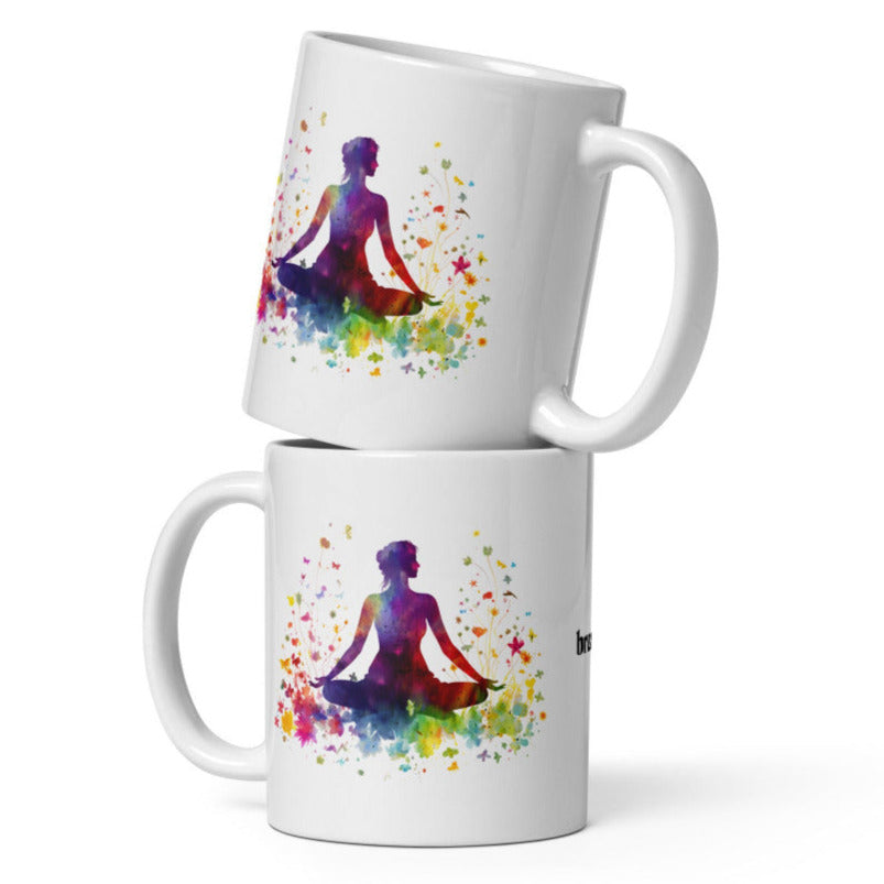 Breathe Yoga Meditation Mug - Rainbow Garden