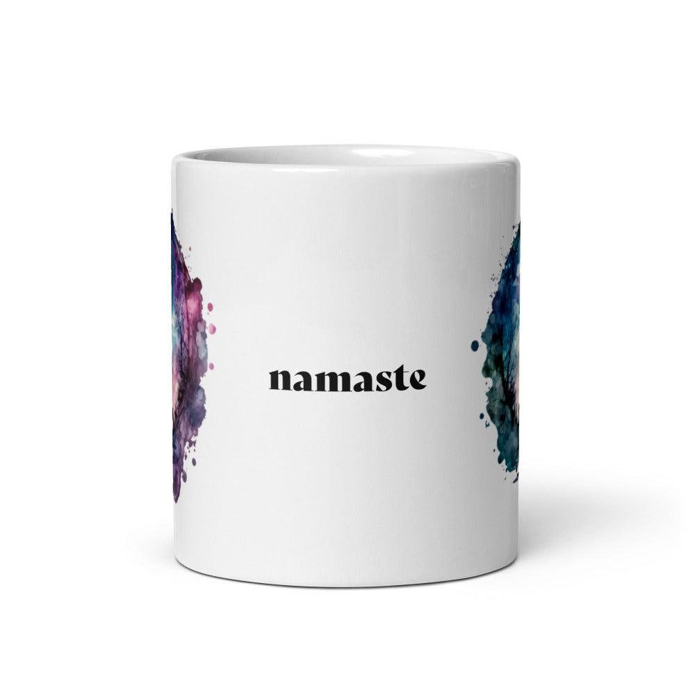 Namaste Yoga Meditation Mug - Watercolor Sphere - 15 oz