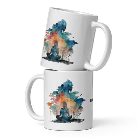 Namaste Yoga Meditation Mug - Watercolor Clouds