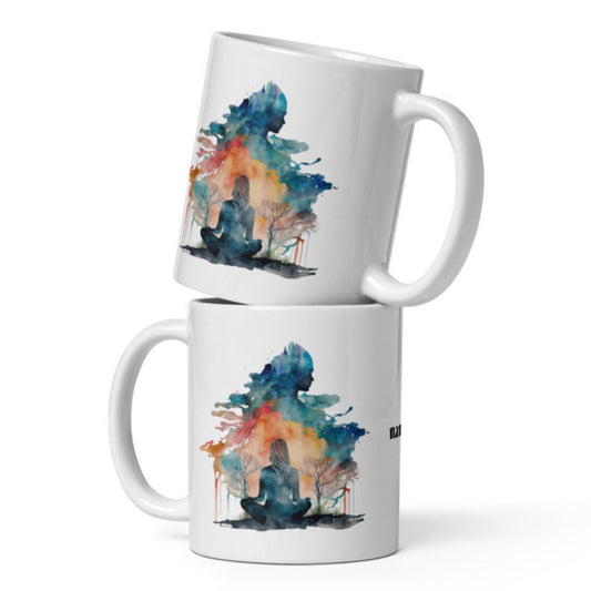 Namaste Yoga Meditation Mug - Watercolor Clouds