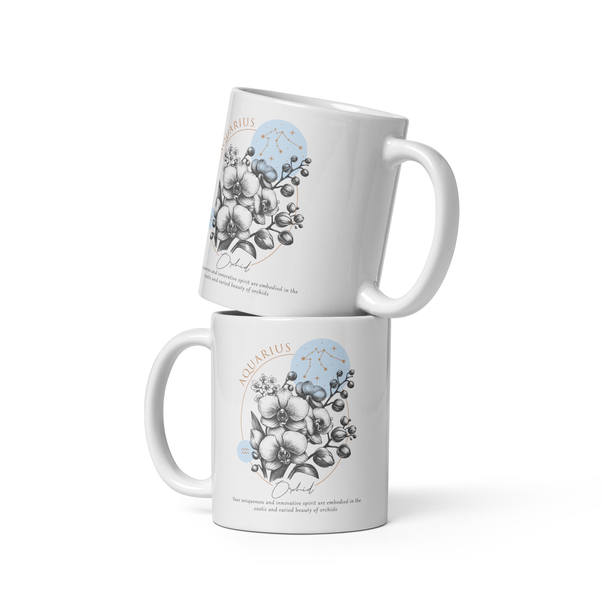 Aquarius Zodiac Orchid Birth Flower 11 oz Mug - https://ascensionemporium.net