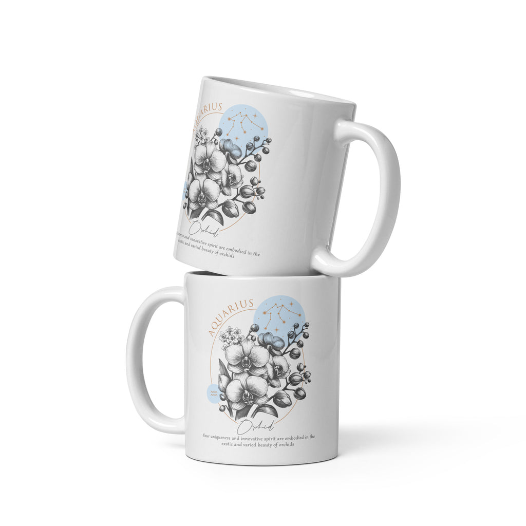 Aquarius Zodiac Orchid Birth Flower 11 oz Mug - https://ascensionemporium.net