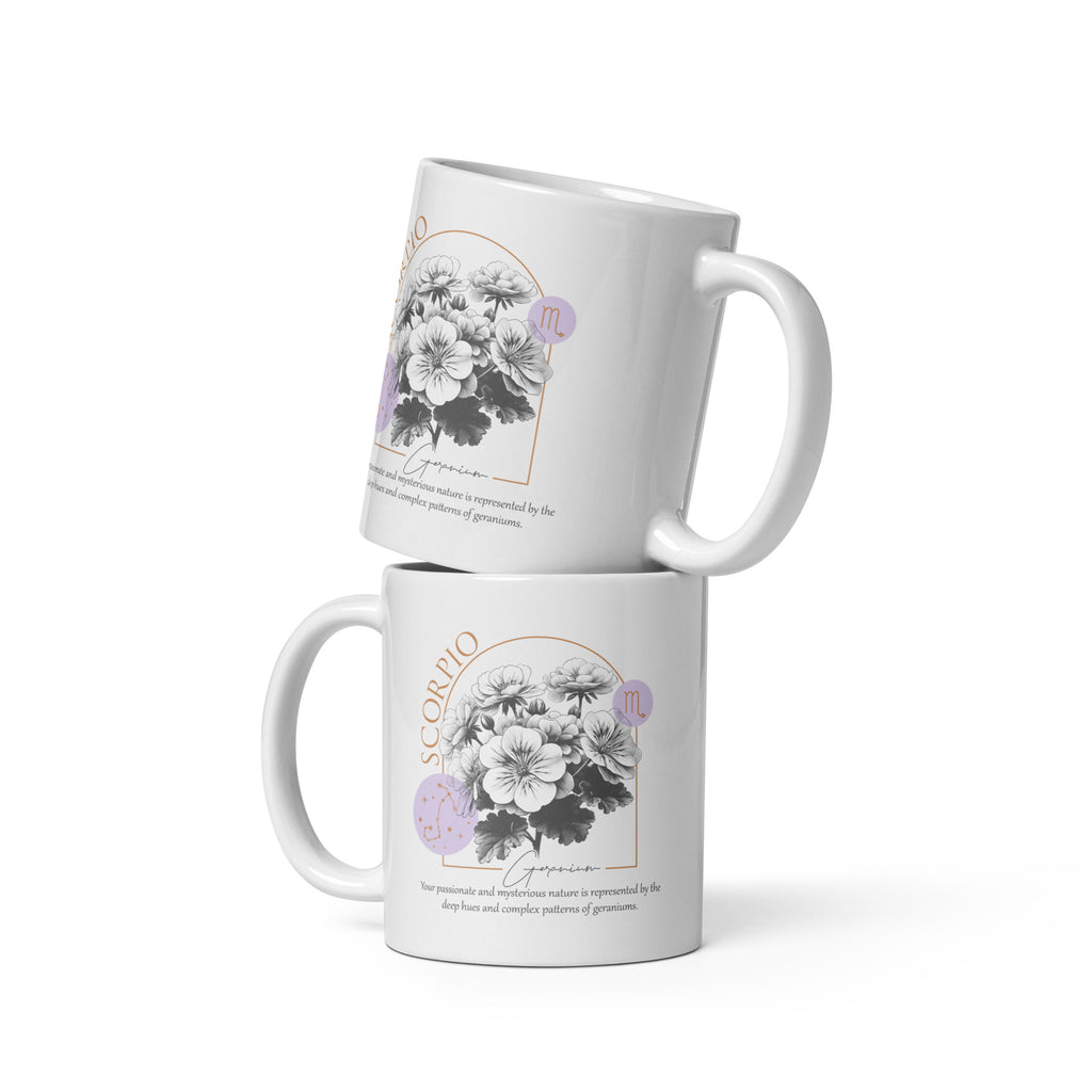 Scorpio Zodiac Geranium Birth Flower 11 oz Mug - https://ascensionemporium.net