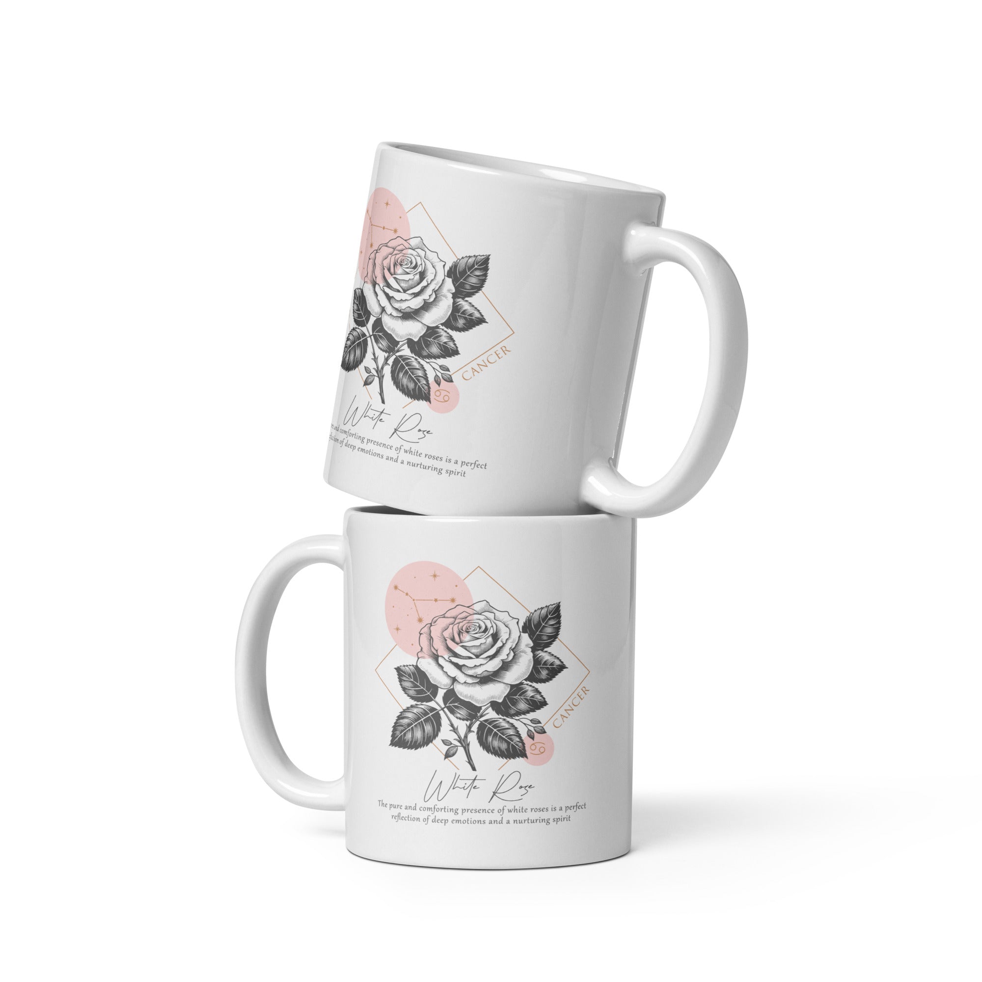 Cancer Zodiac White Rose Birth Flower 11 oz Mug - https://ascensionemporium.net