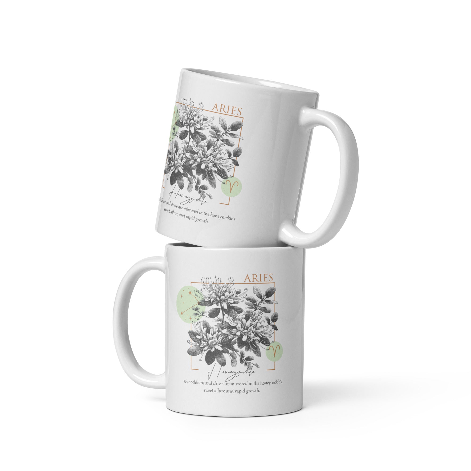 Aries Zodiac Honeysuckle Birth Flower 11 oz Mug - https://ascensionemporium.net