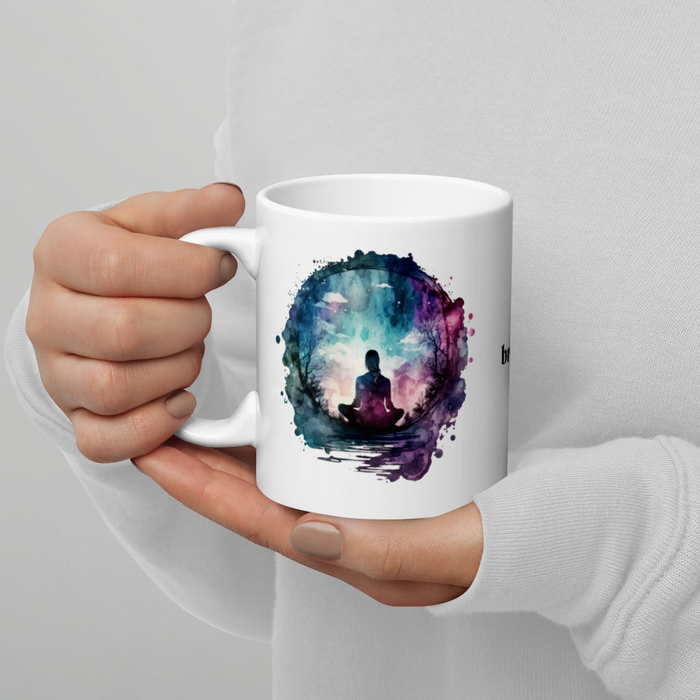 Breathe Yoga Meditation Mug - Watercolor Sphere - 11 oz