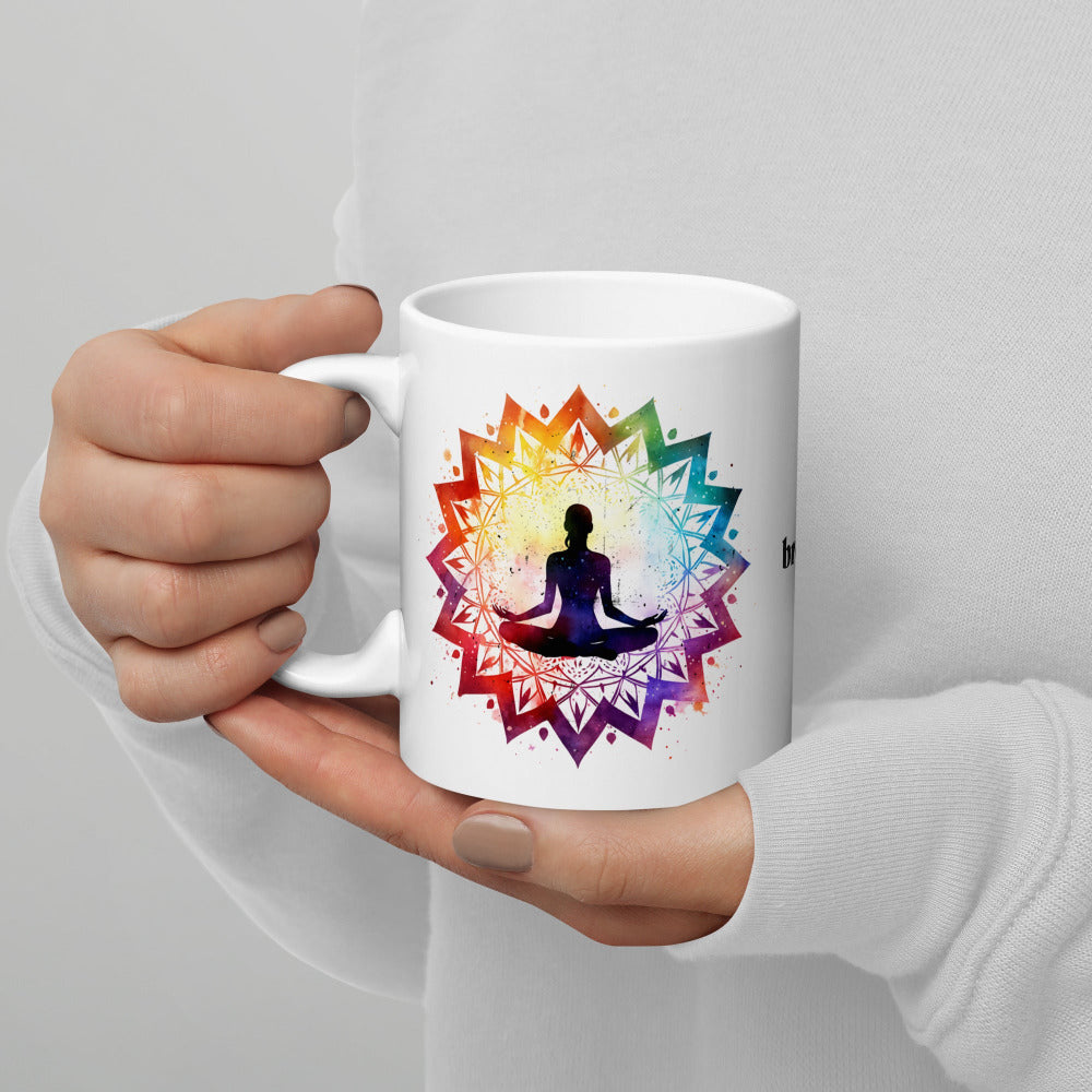 Breathe Yoga Meditation Mug - Chakra Mandala - 11 oz