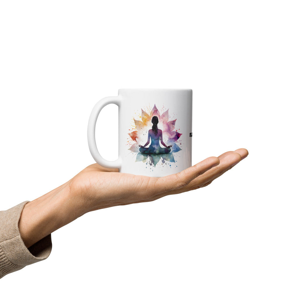 Namaste Yoga Meditation Mug - Flower Mandala - 11 oz