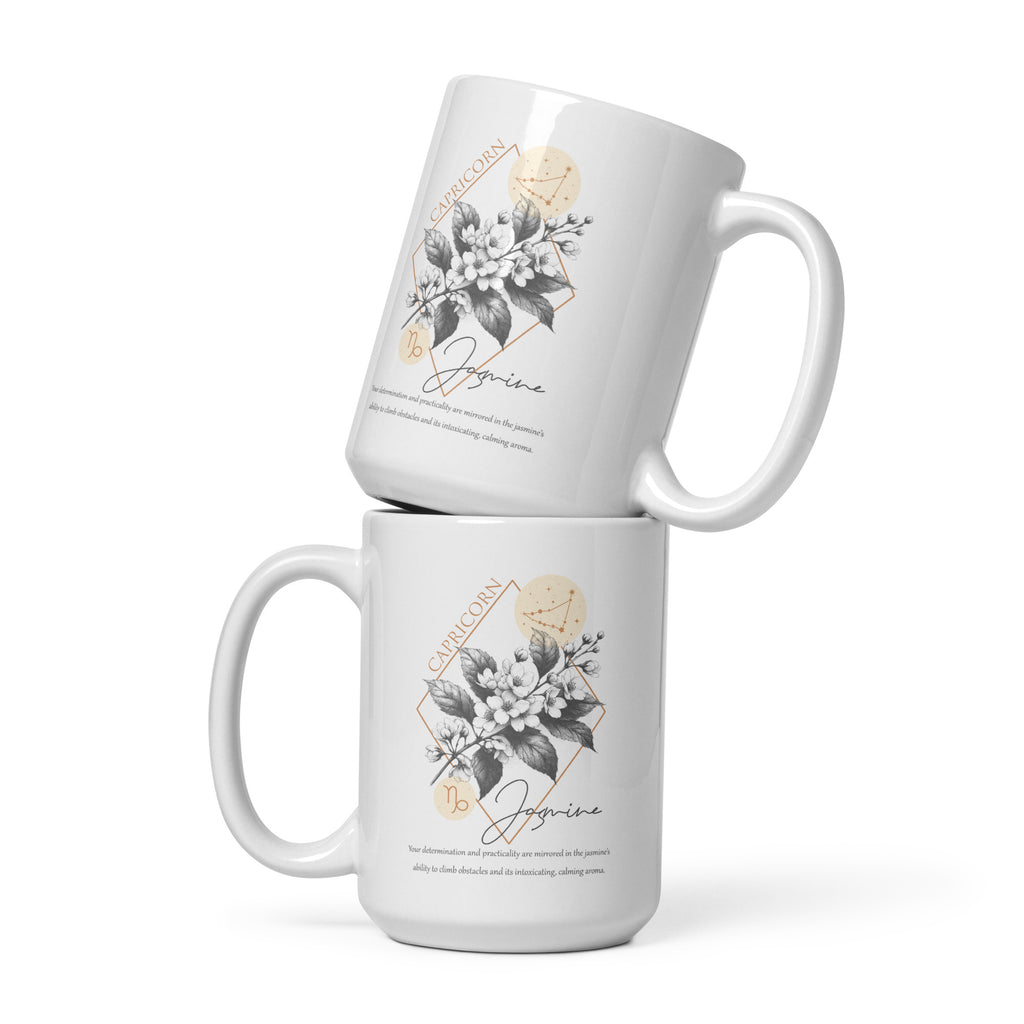 Capricorn Zodiac Jasmine Birth Flower 15 oz Mug - https://ascensionemporium.net