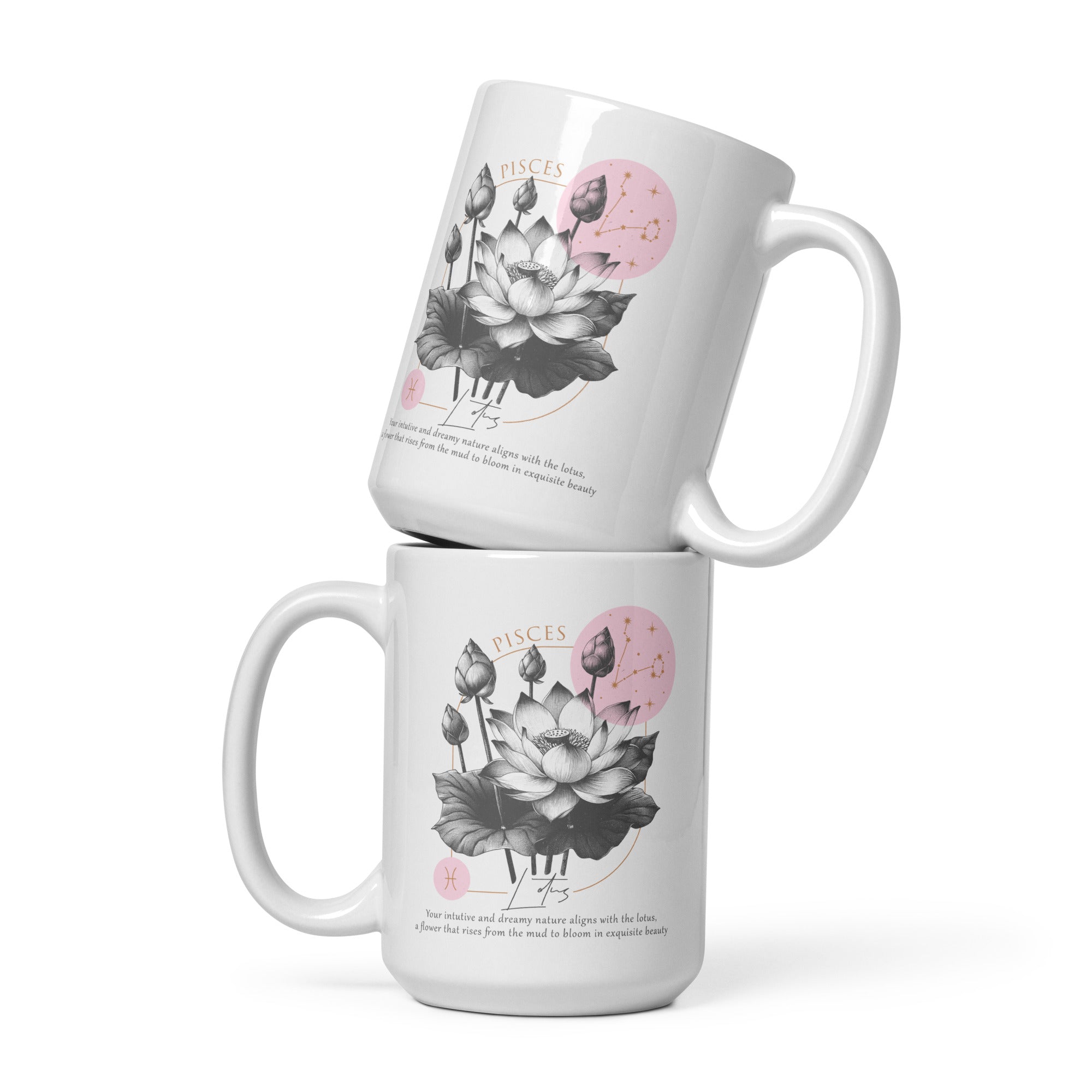 Pisces Zodiac Lotus Birth Flower 15 oz Mug - https://ascensionemporium.net