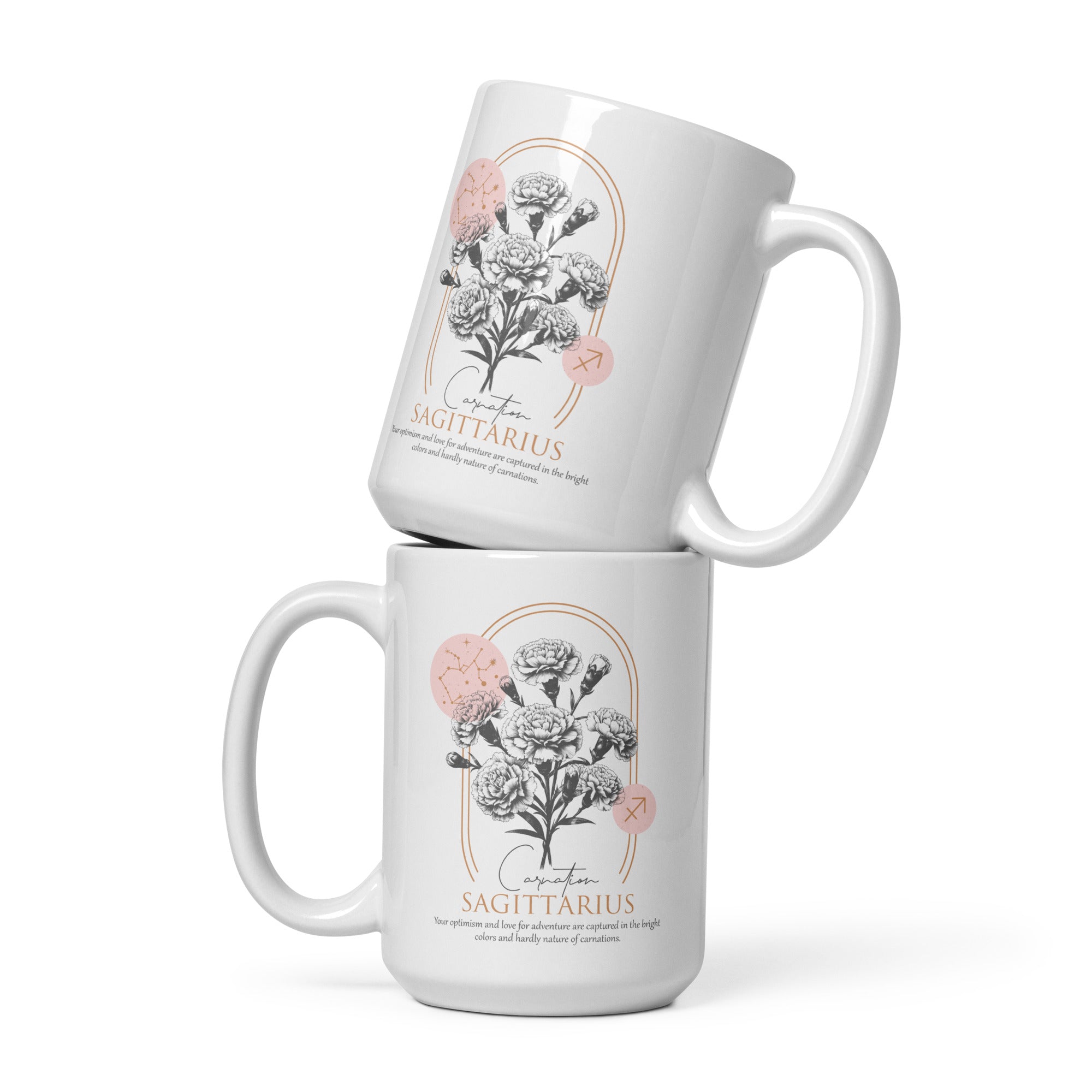 Sagittarius Zodiac Carnation Birth Flower 15 oz Mug - https://ascensionemporium.net