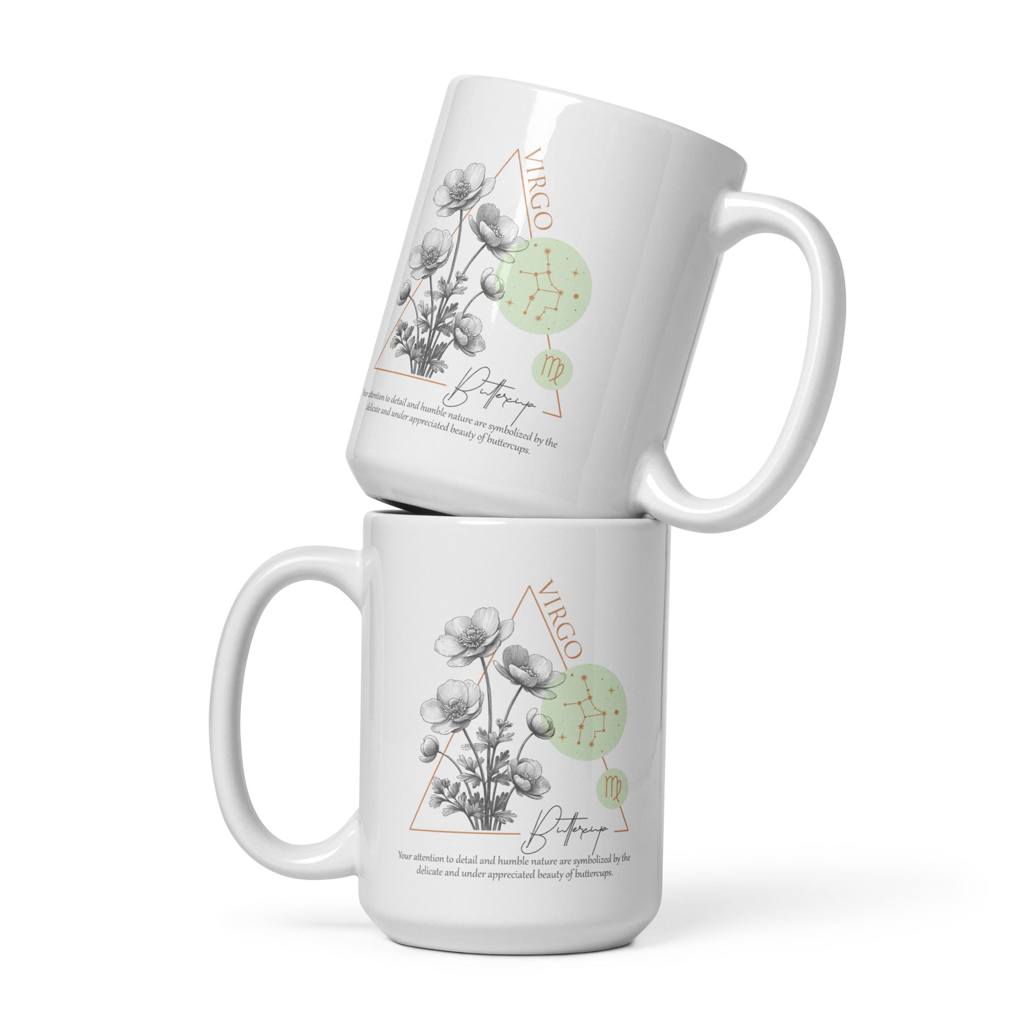 Virgo Zodiac Buttercup Birth Flower 15 oz Mug - https://ascensionemporium.net