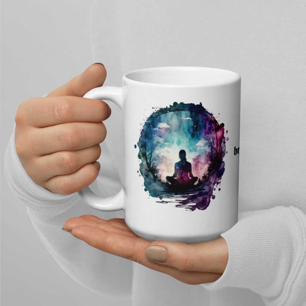 Breathe Yoga Meditation Mug - Watercolor Sphere - 15 oz