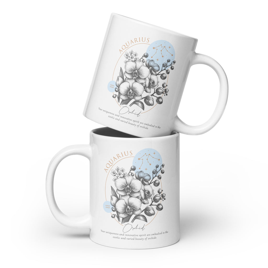 Aquarius Zodiac Orchid Birth Flower 20 oz Mug - https://ascensionemporium.net