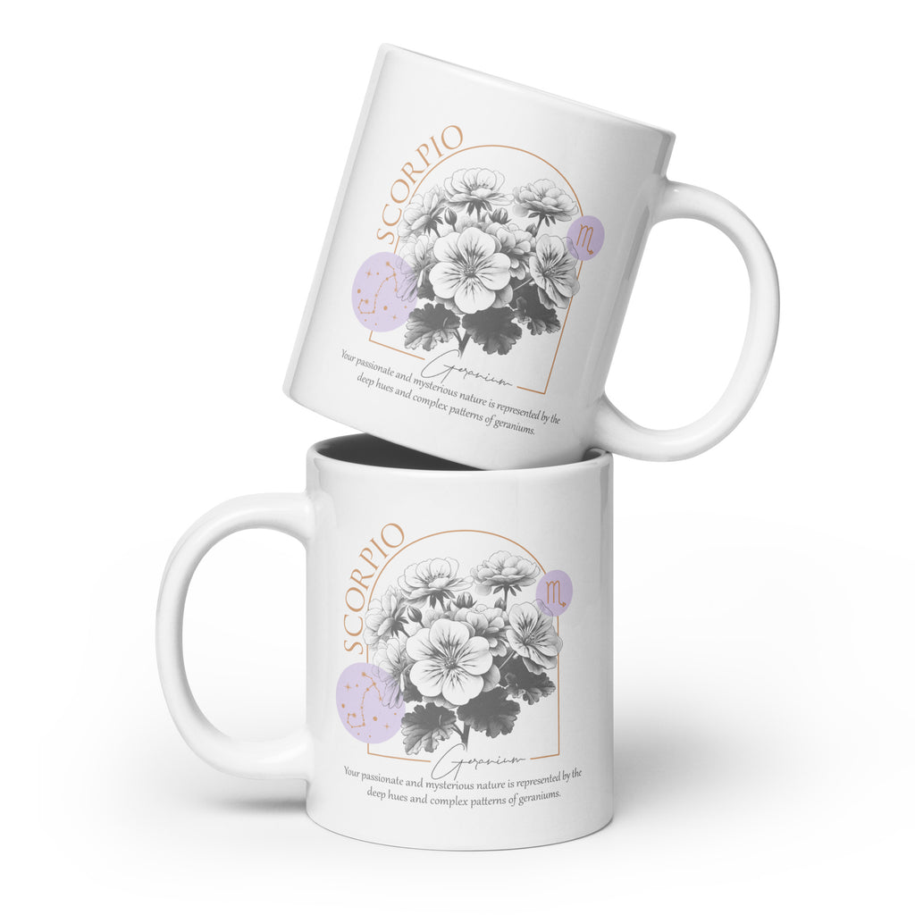 Scorpio Zodiac Geranium Birth Flower 20 oz Mug - https://ascensionemporium.net