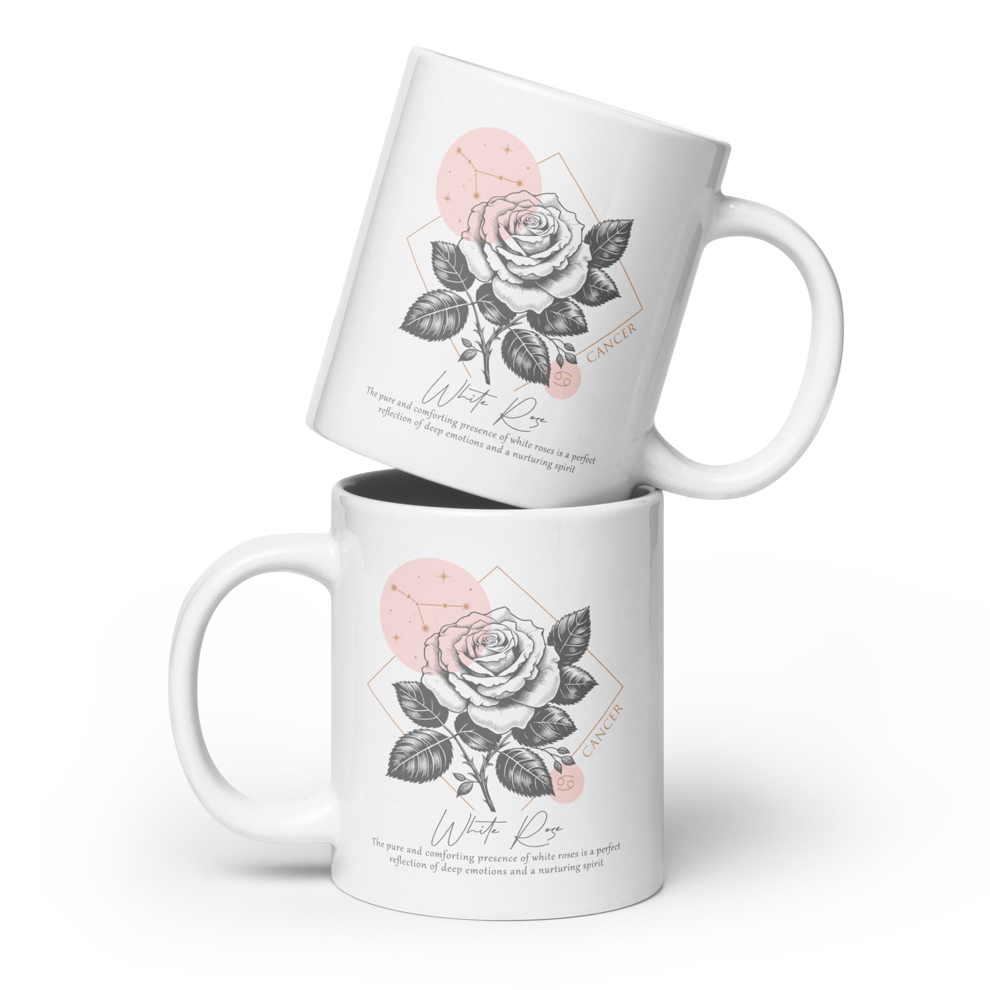 Cancer Zodiac White Rose Birth Flower 20 oz Mug - https://ascensionemporium.net